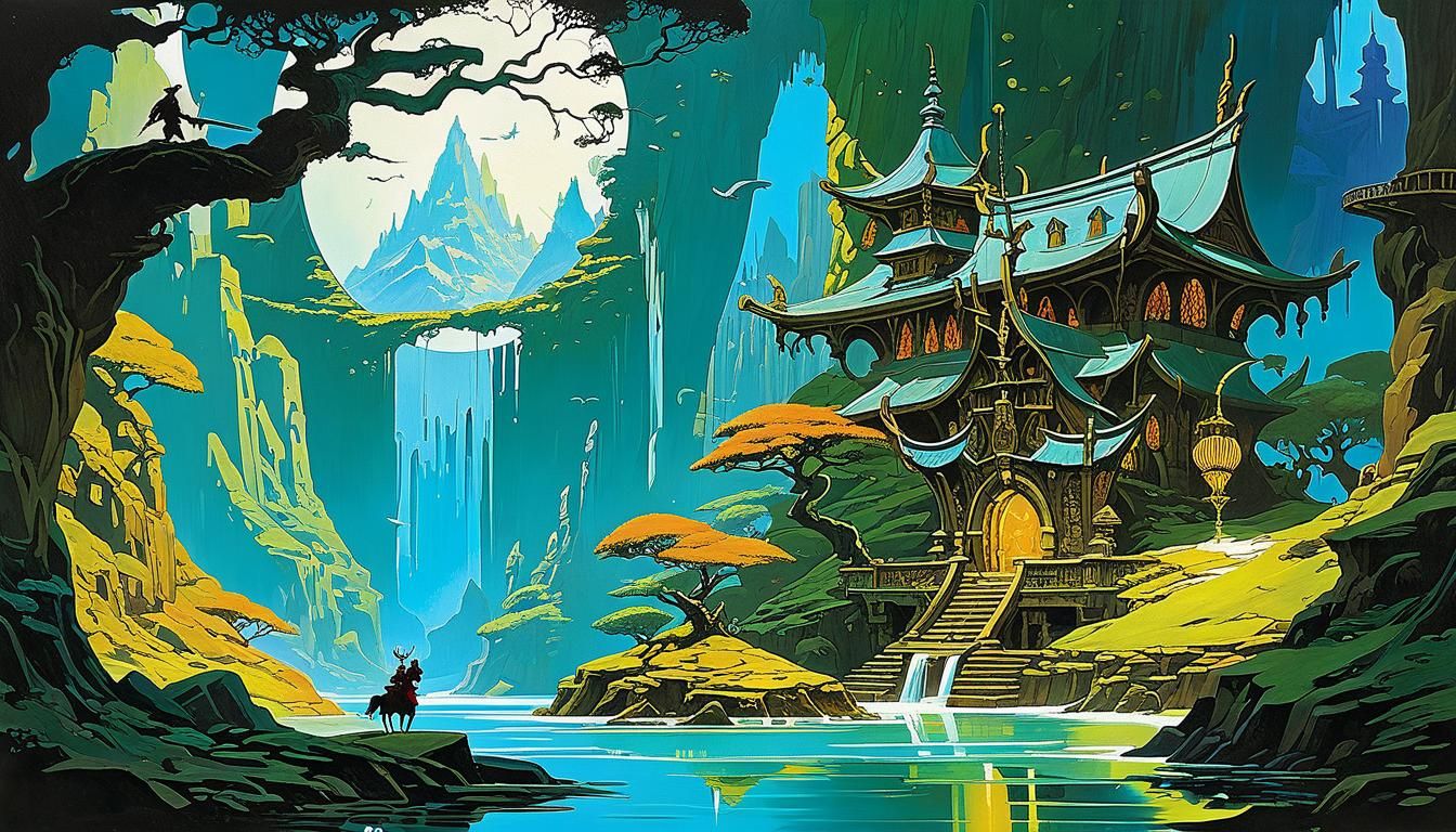 Mythical Realms: Oil Painting of Fantasy Landscape