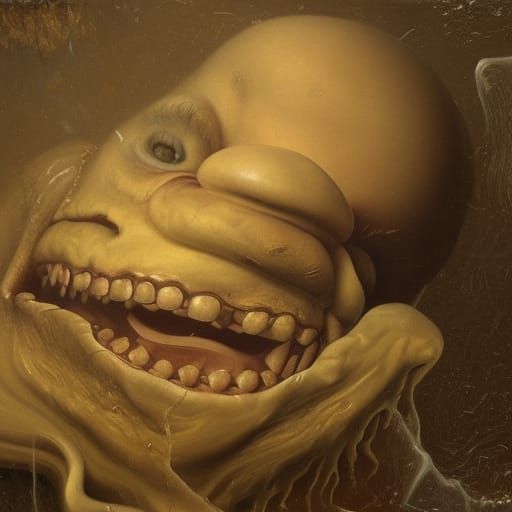 Hyperrealistic Greasy Beast in Surrealist Oil Painting