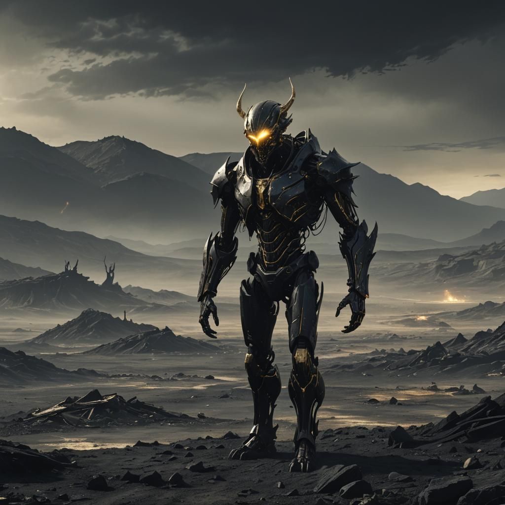 Majestic Entity in Apocalyptic Landscape