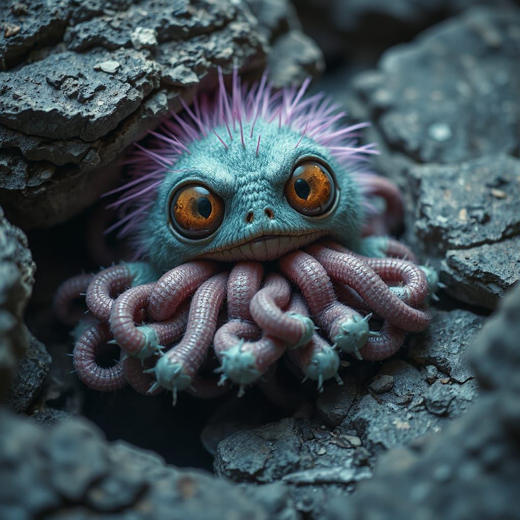 Creepy Cute Furry Monster with Tentacles