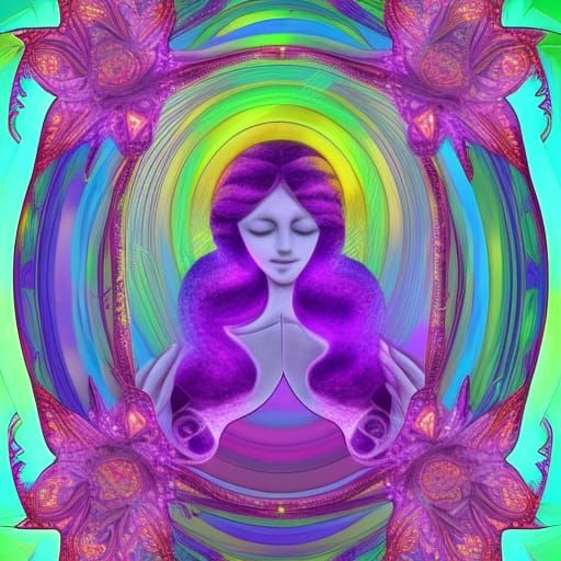 Angel Embracing Earth in Prism Light, Digital Art