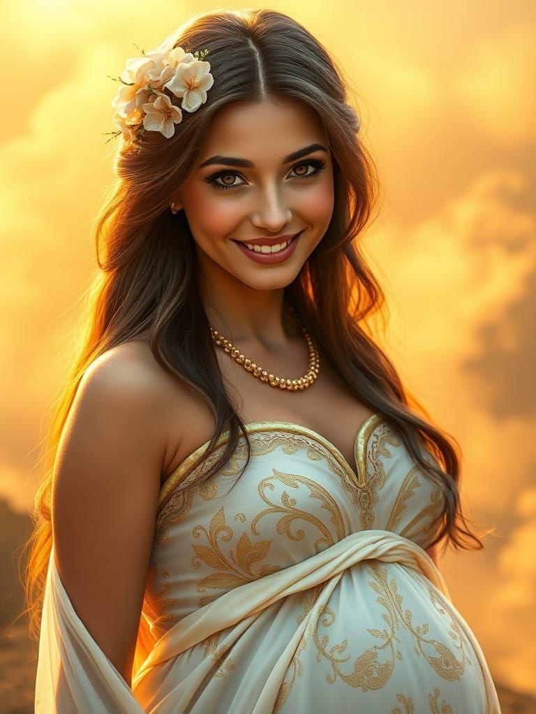 Ancient Goddess in a Dreamy, Ethereal Atmosphere