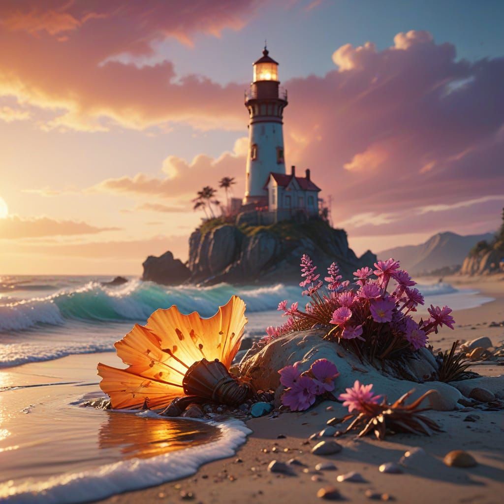 Lighthouse in Seashell: Dark Fantasy Concept Art