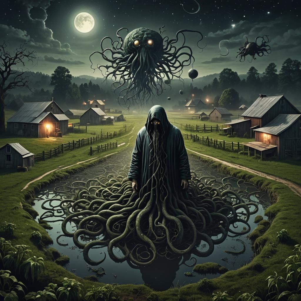 Yog-Sothoth Floats Above Sinister Farm: Surreal Photoillustr...