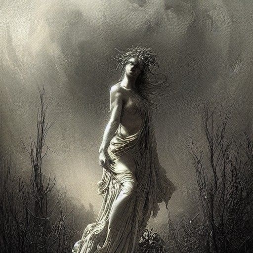 Wicked Garden Beauty in Horror Illustration Style