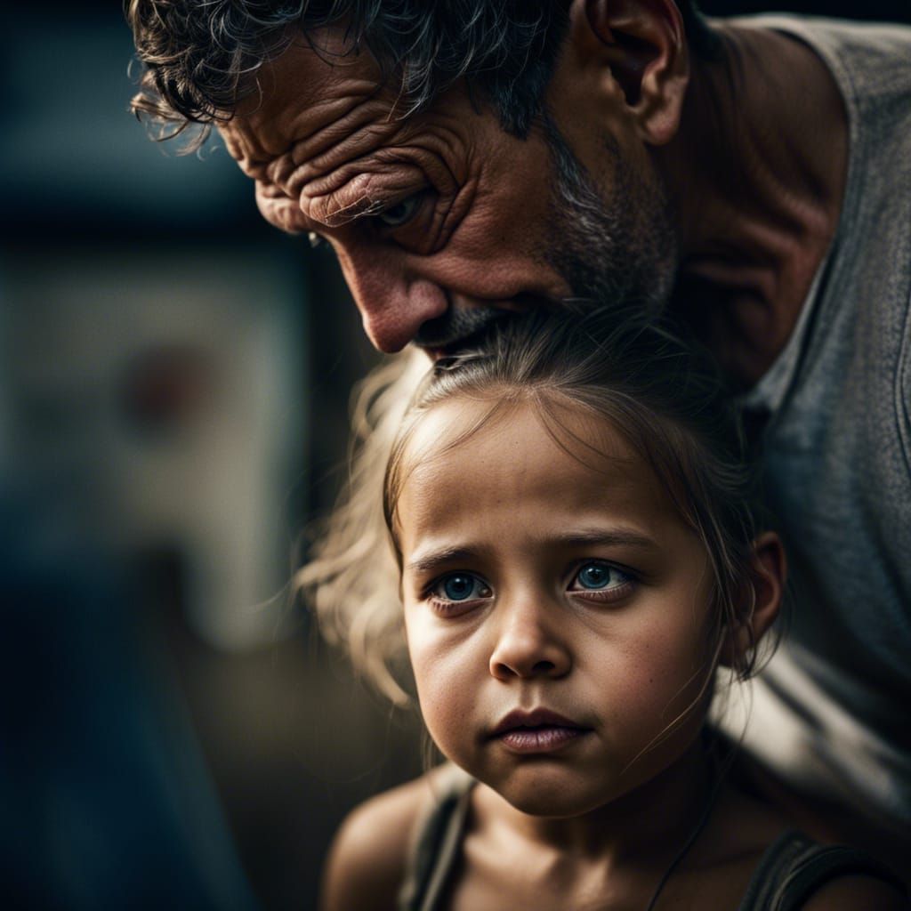 Heartwarming Portrait of Father and Daughter in Natural Ligh...