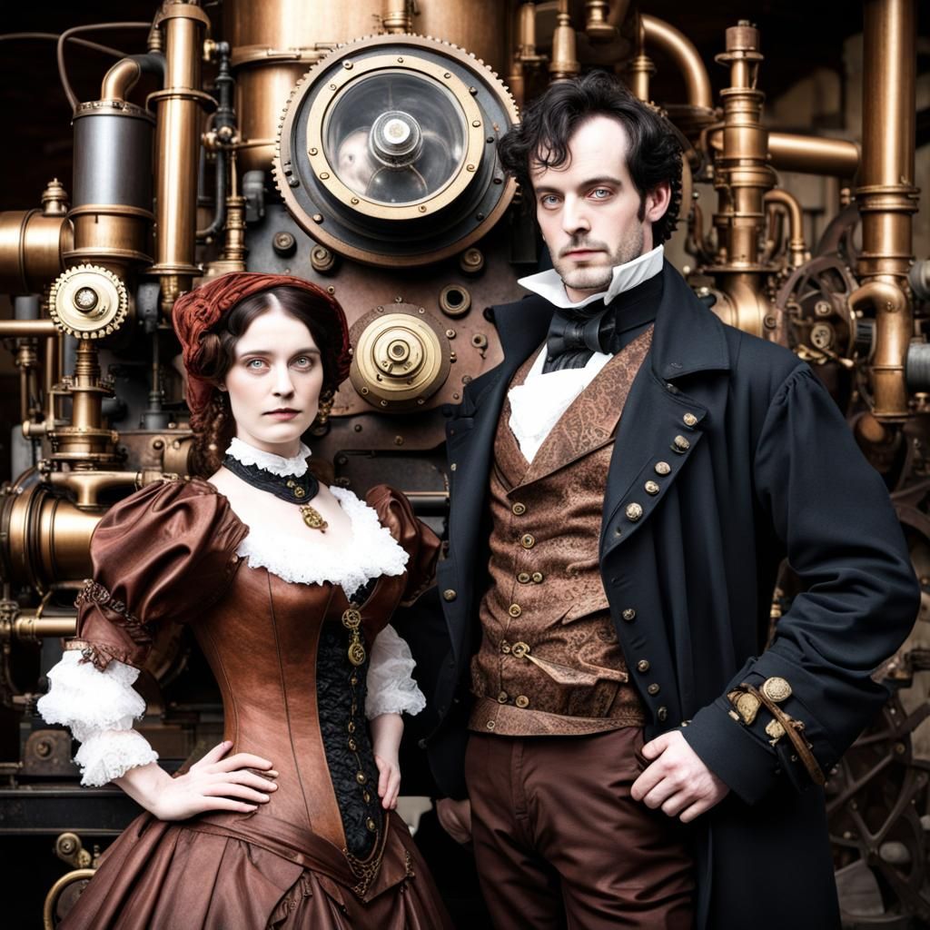 Steampunk Lord Byron and Mary Shelley Artwork