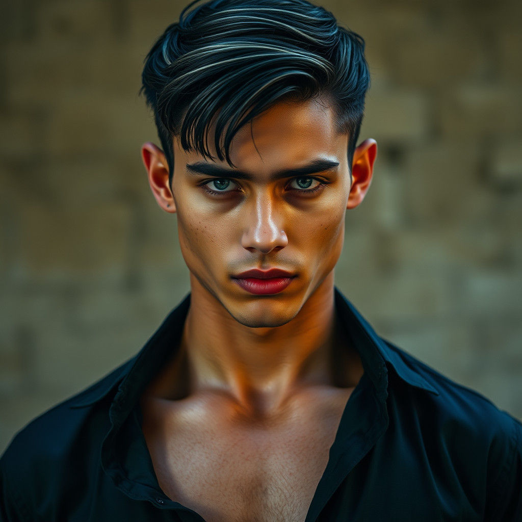 Enigmatic Man with Silver Eyes: Cinematic Film Still