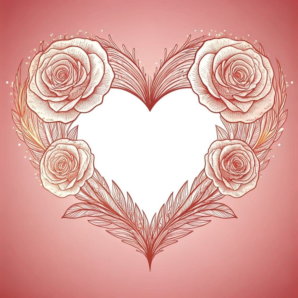 Romantic Heart Card in Whimsical Watercolor Style with Roses