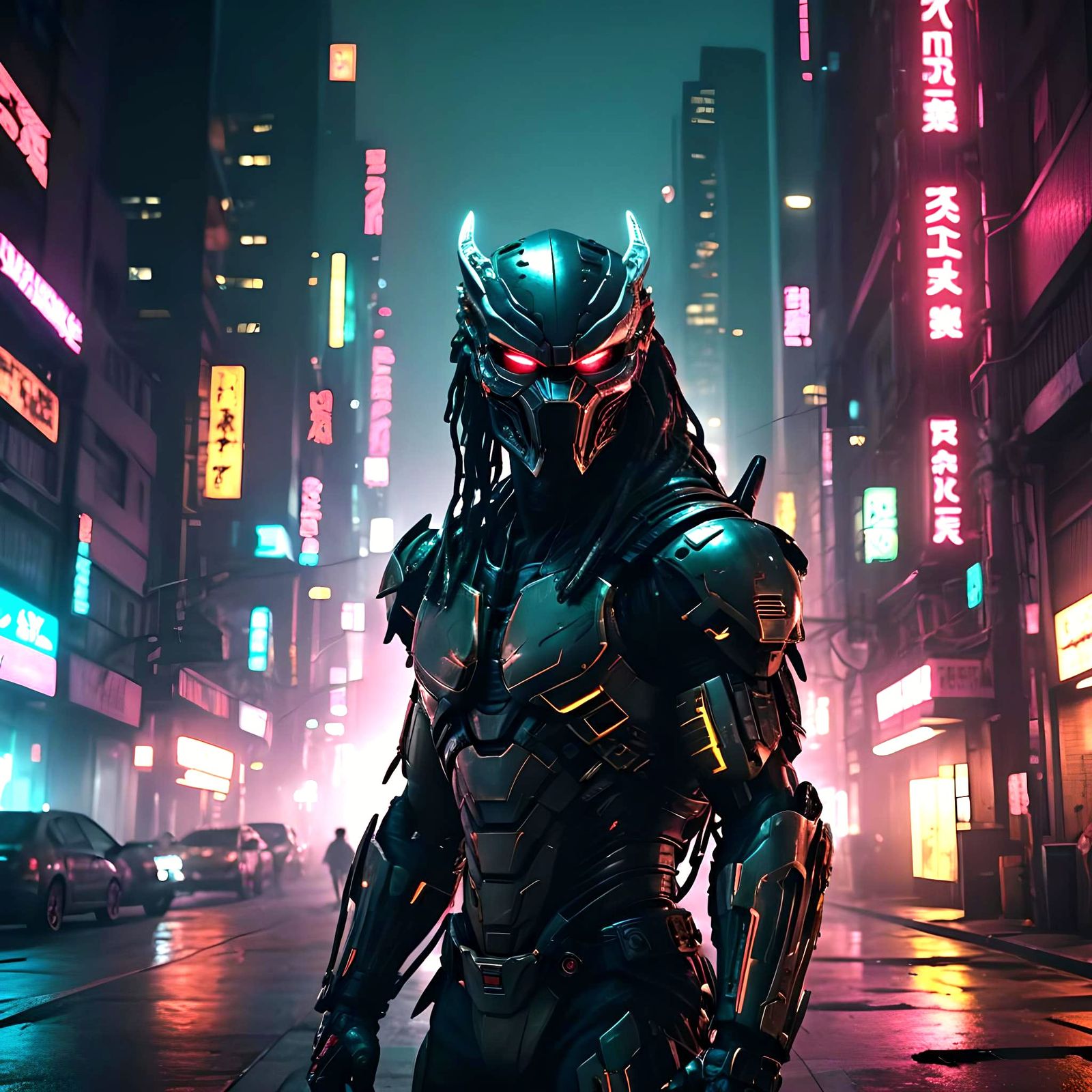 Cyberpunk Robotic Predator with Scar