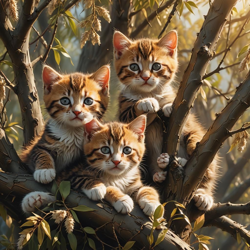 Kittens Crying in Willow Tree: Digital Matte Painting