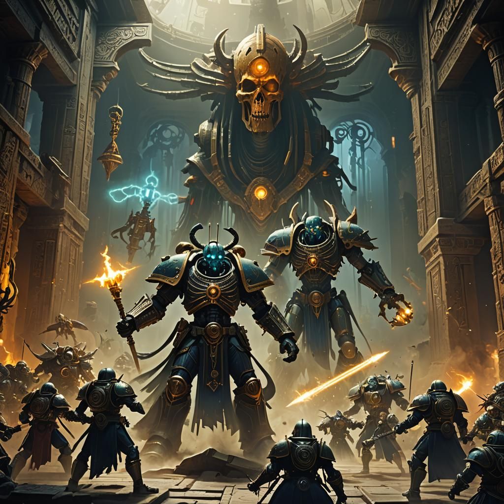 Epic Necron Lord Battle in Ancient Temple