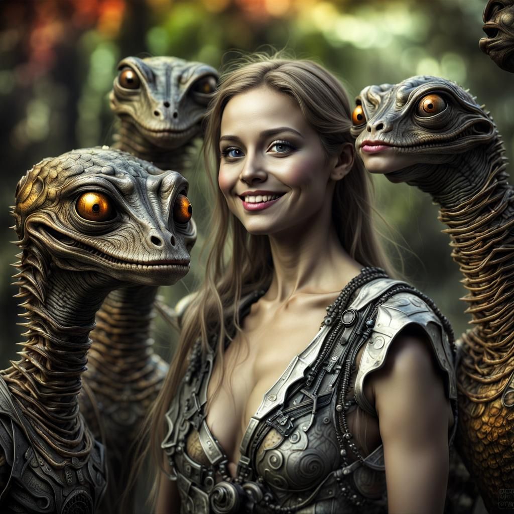 Photorealistic Aliens in Exotic Fashion: Detailed Photograph...