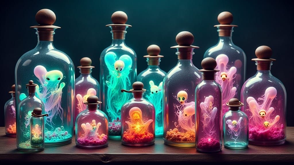Ethereal Beings in Distressed Glass Containers
