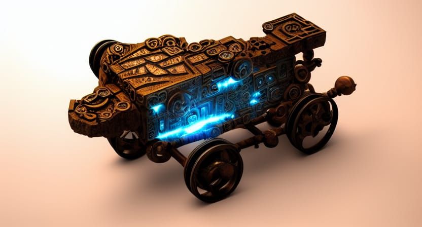 Celtic Steampunk Machine Excavating Canyon: Digital Illustra...