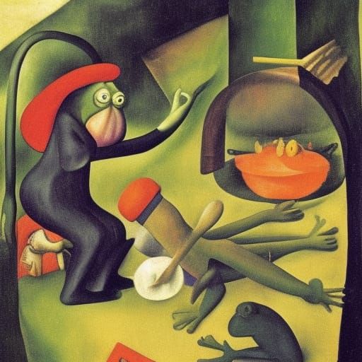 Surreal Frog Art Inspired by Bosch and Macke