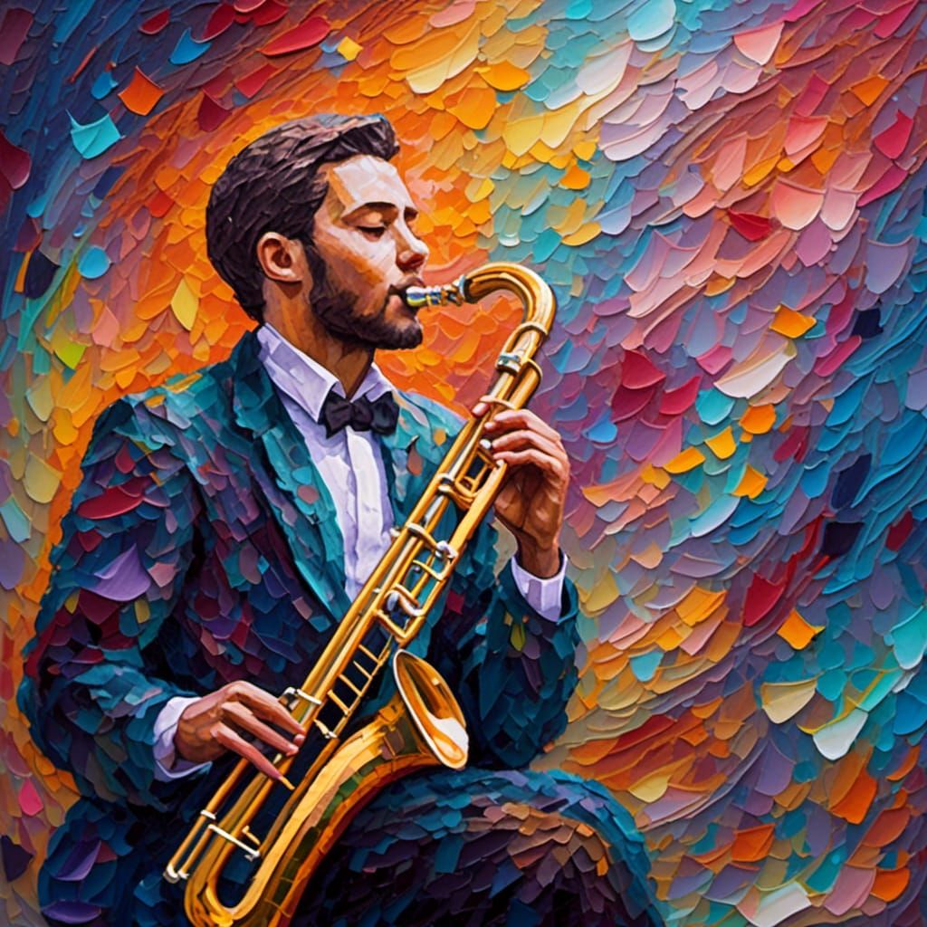 Jazz Lounge Trombone Player in Expressionist Style