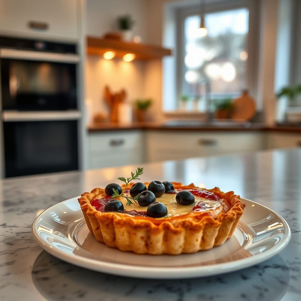 Exquisite Tartlet in Modern Kitchen with Cozy Lighting