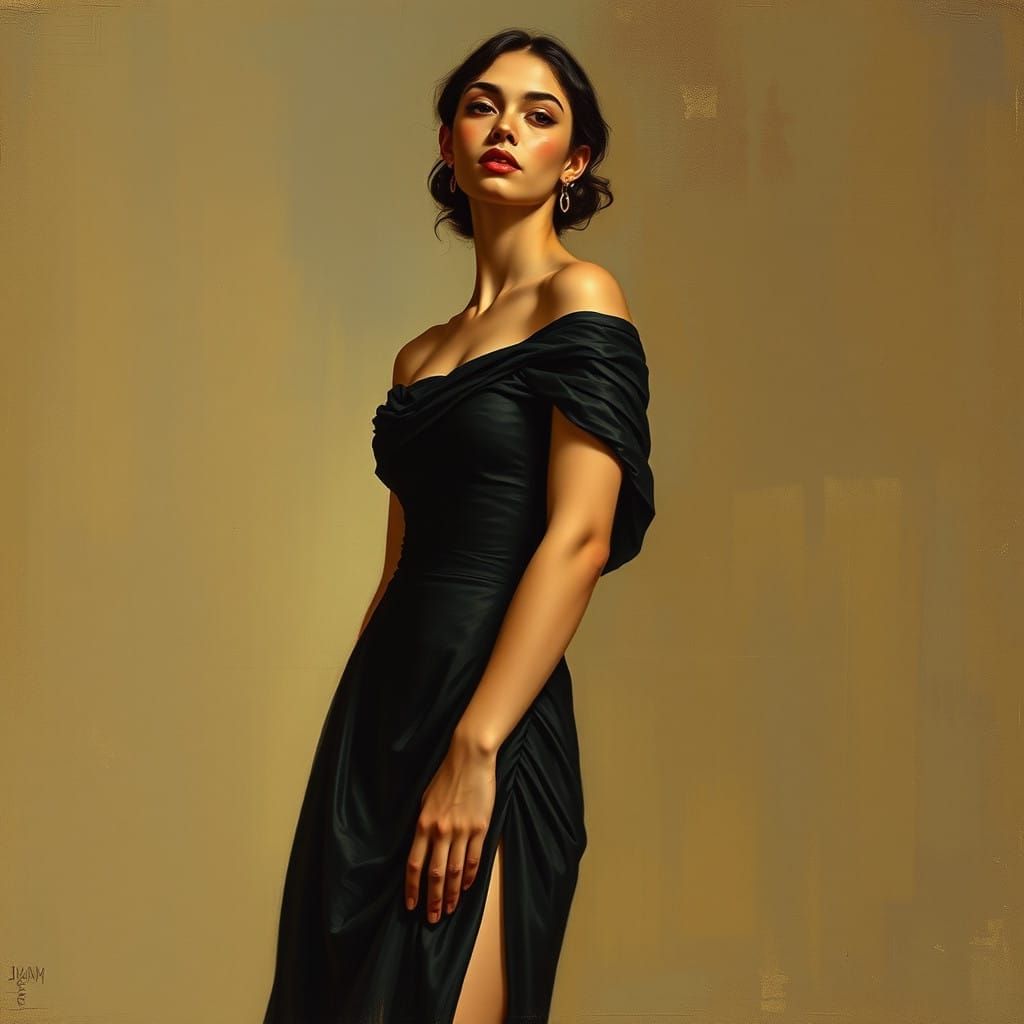 Ethereal Latina Goddess in a Sultry, Art Nouveau-Inspired Go...