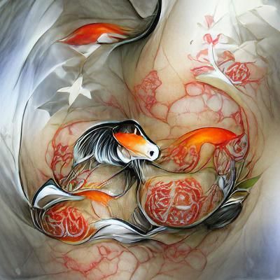 Koi Fish in Surrealist Watercolor Style