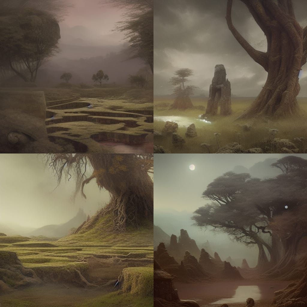 Surreal Landscape of Bad Memories in Earth Art Style