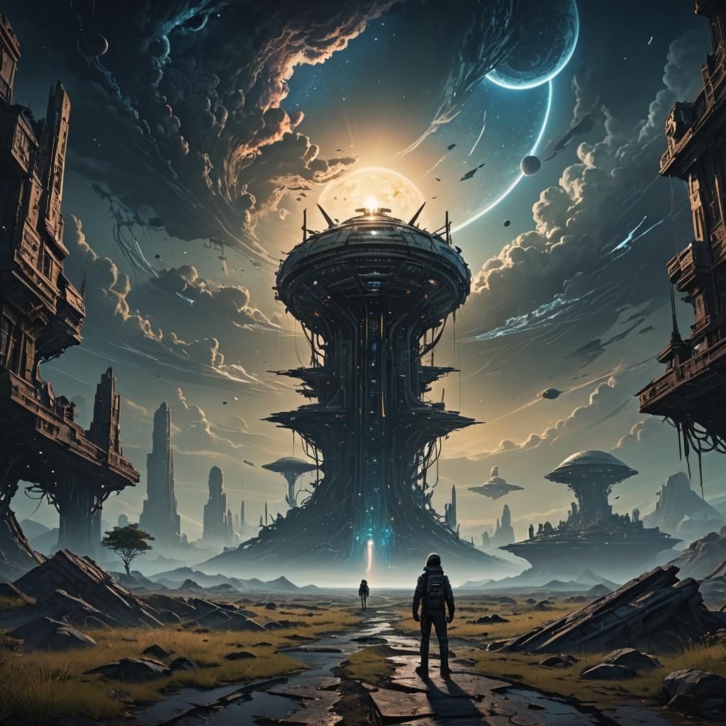 Melancholic Skygazer in Dark Fantasy Style