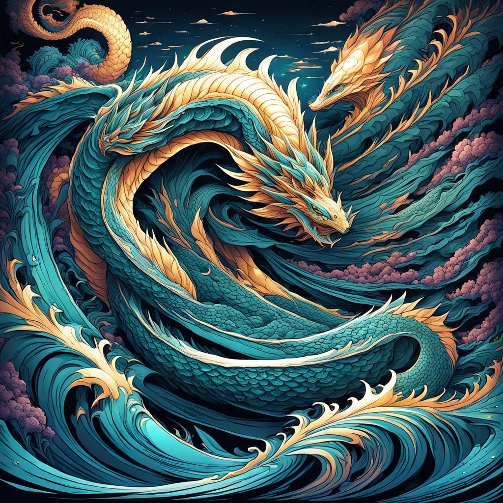 Sea Serpent in Comic Book Art Style