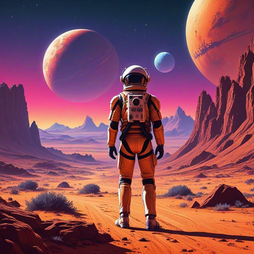 Mars Colony Travel Poster in Pulp Magazine Style