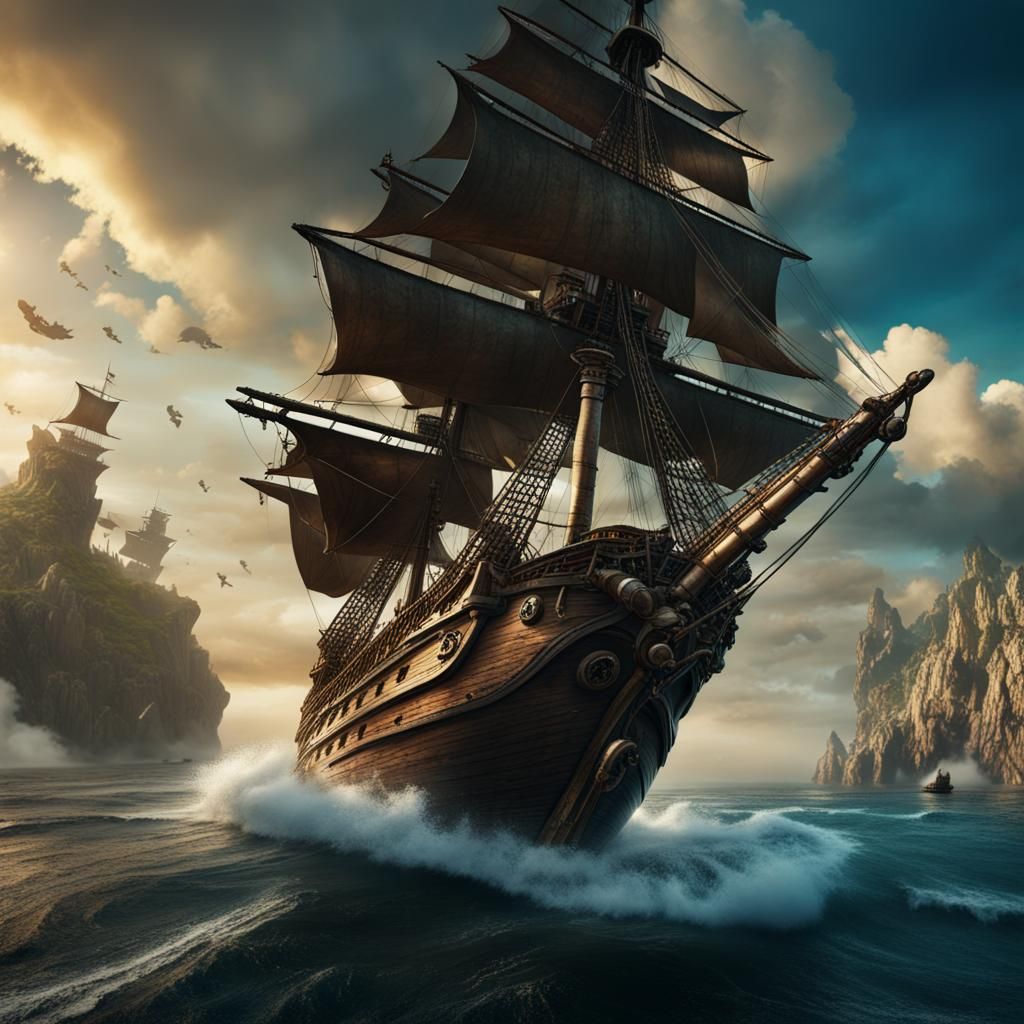 Jack Sparrow Flies Ship: Detailed Matte Painting