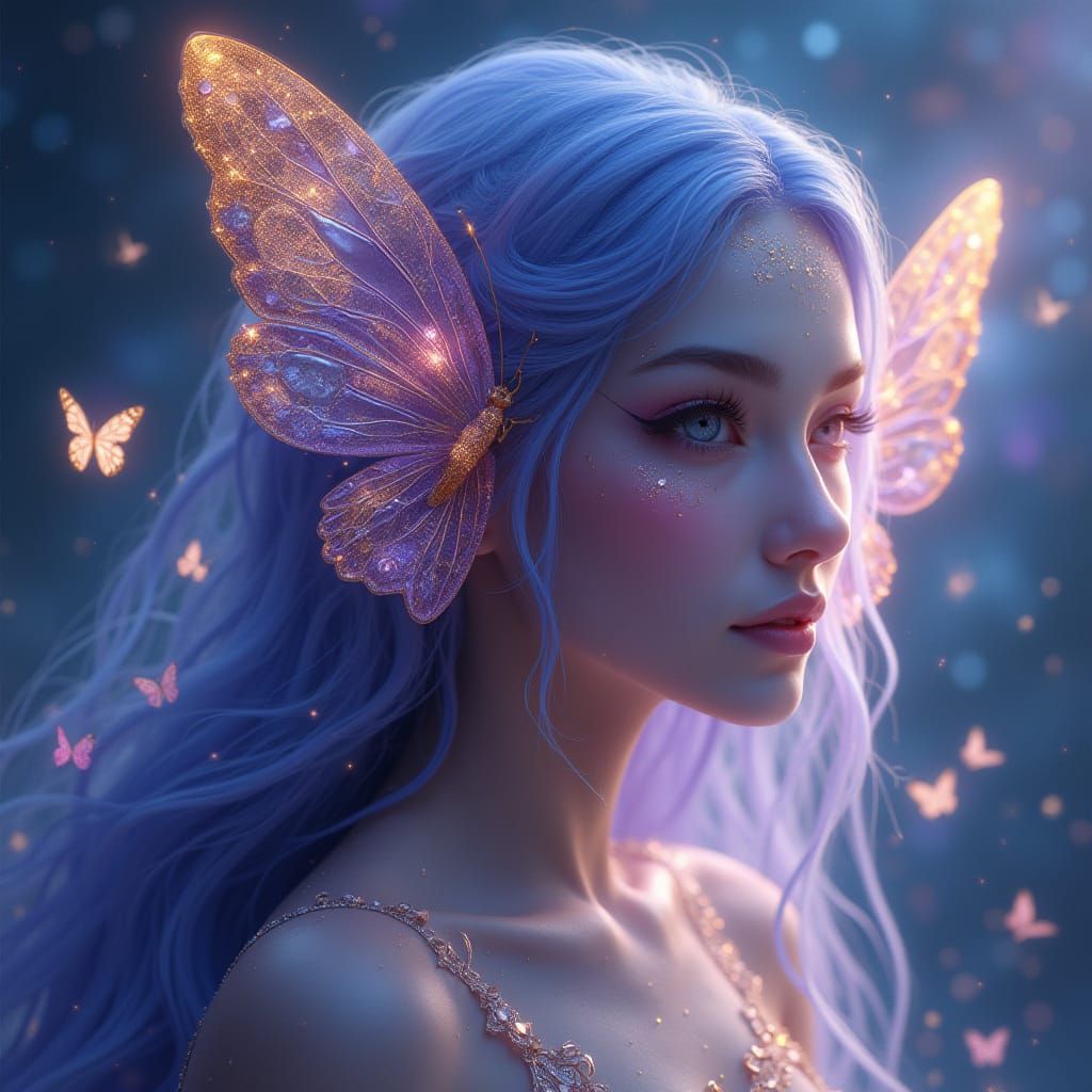Ethereal Fairy Queen Portrait in Cosmic Beauty