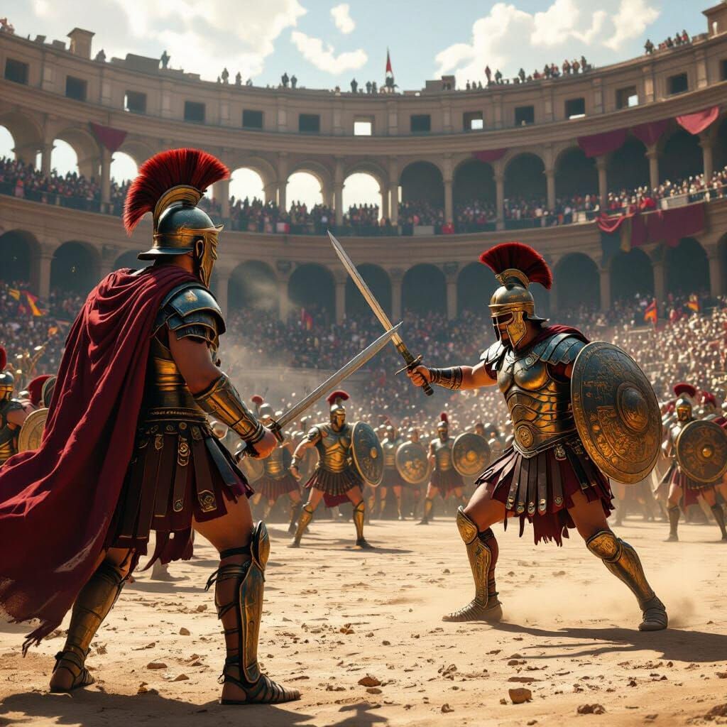 Gladiators Battle in Historically Accurate Roman Coliseum