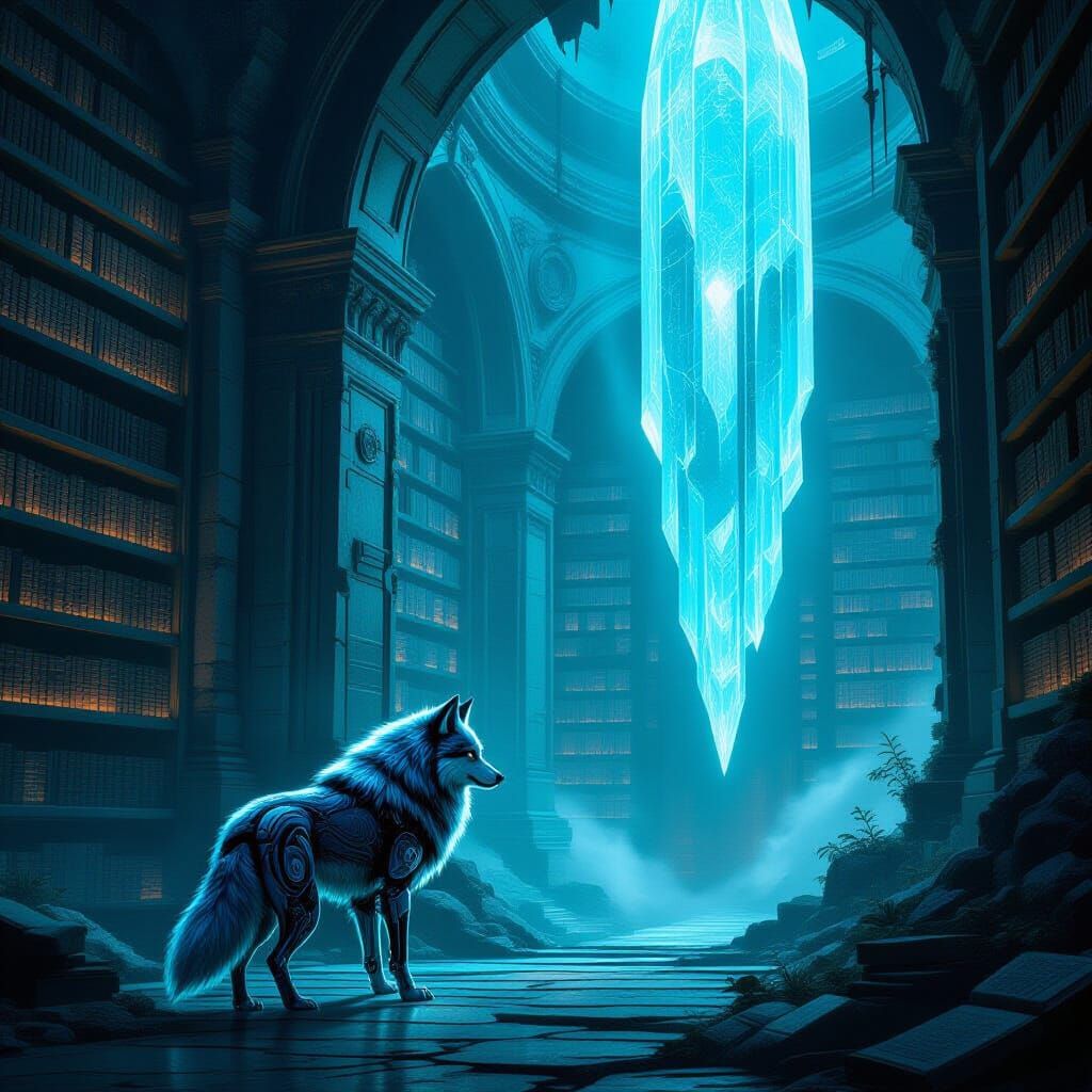 Cybernetic Wolf Guards Ancient Library Entrance