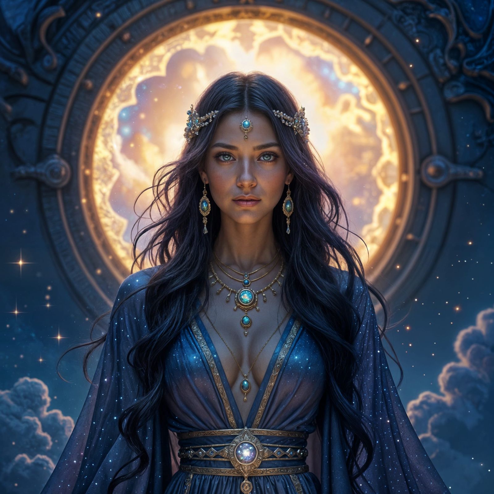 Celestial Oracle Guiding Travelers to New Dimensions
