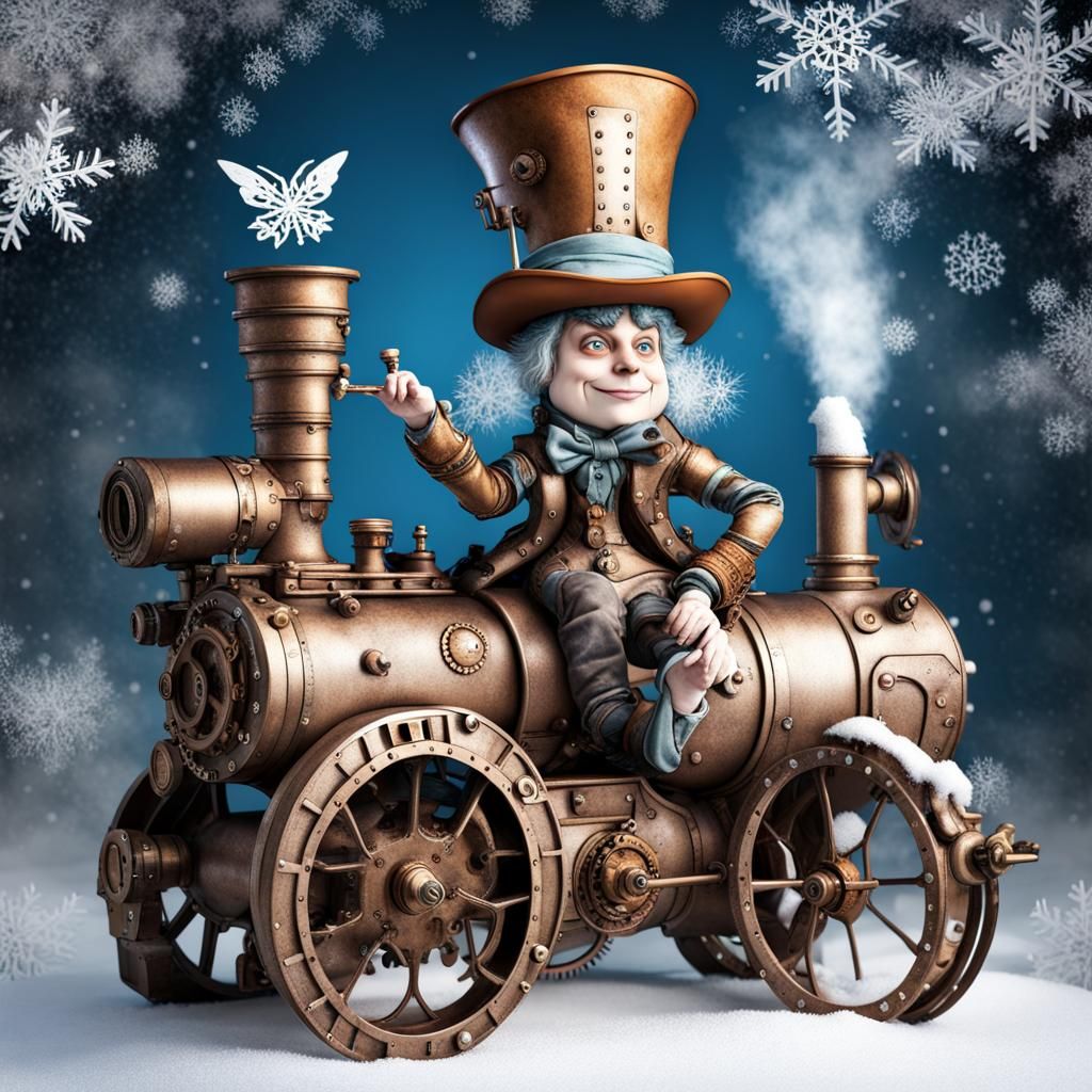 Winter Wonderland Mad Hatter with Steampunk Fairies