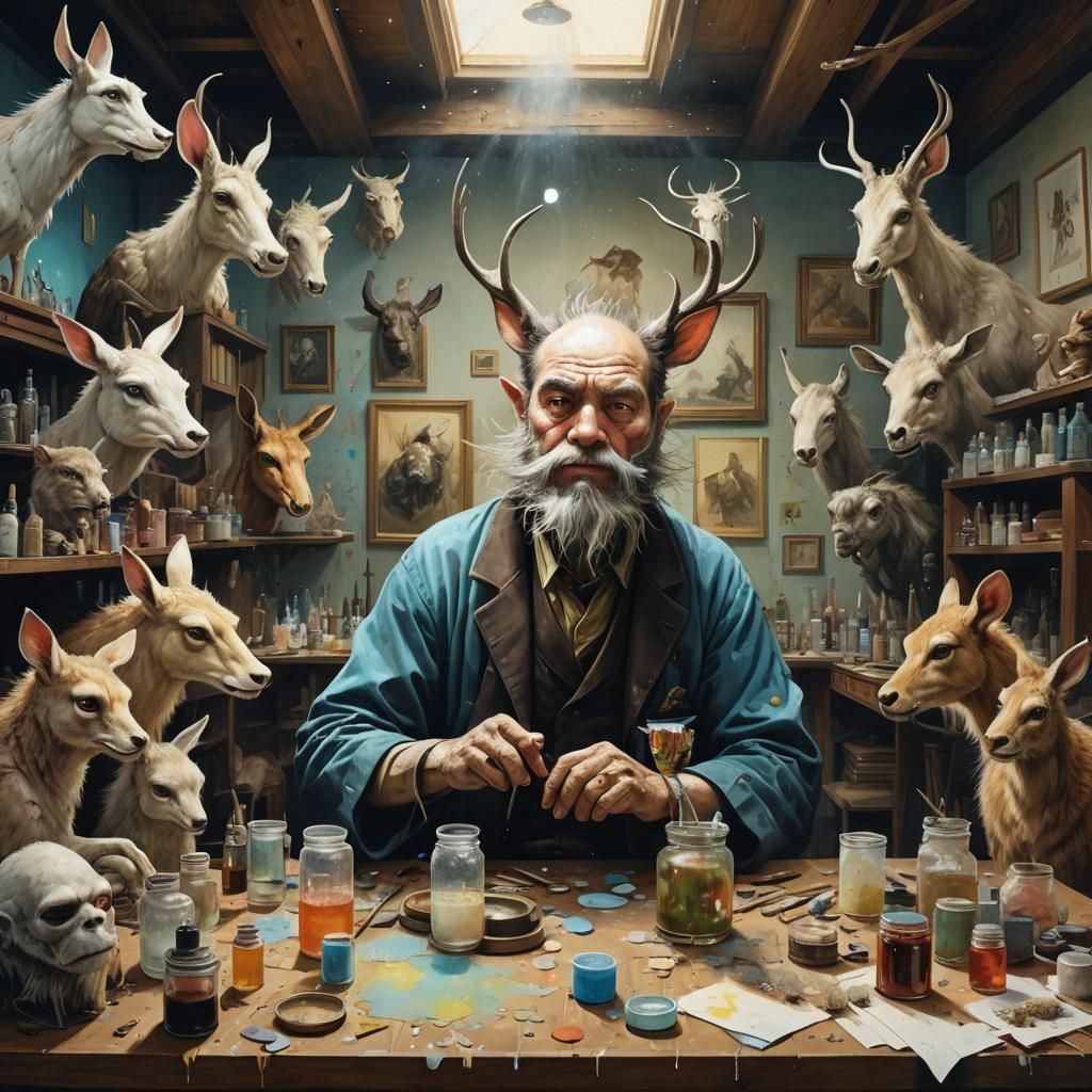 Surreal Professions in Biopunk Gouache Style