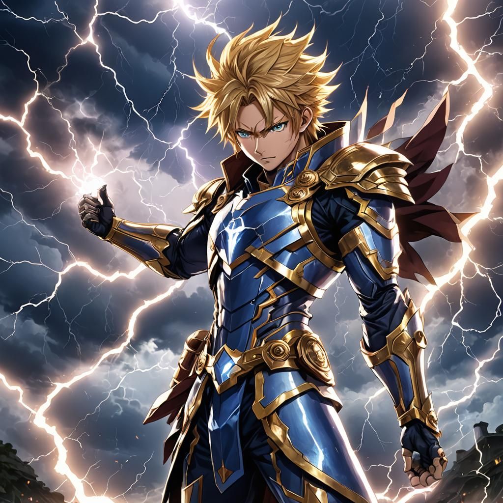 Anime-Style Lightning God Illustration