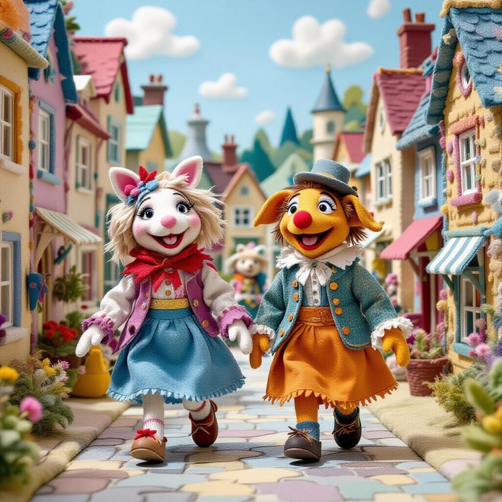 Felt Puppet Town Inspired by Children's Illustration