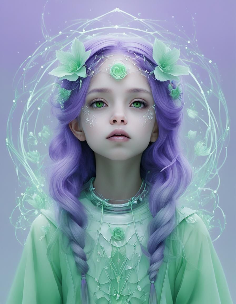 Ethereal Portrait of a Girl in Auroracore Style