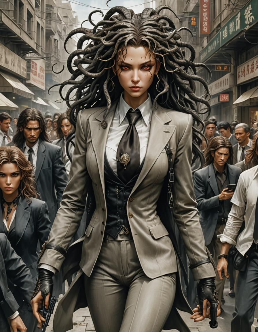 Medusa as Young Businesswoman in Anime Style