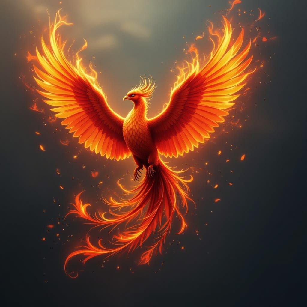 Magnificent Fire Phoenix: Photorealistic Image