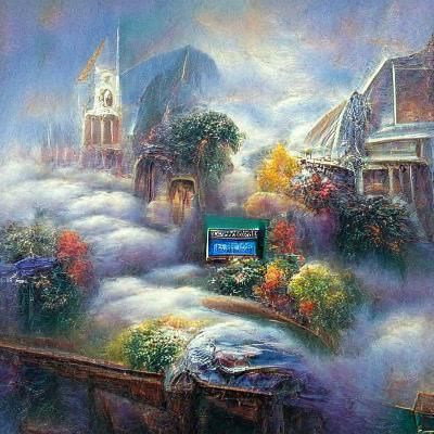 Ethereal Microsoft Logo in Fantasy Landscape