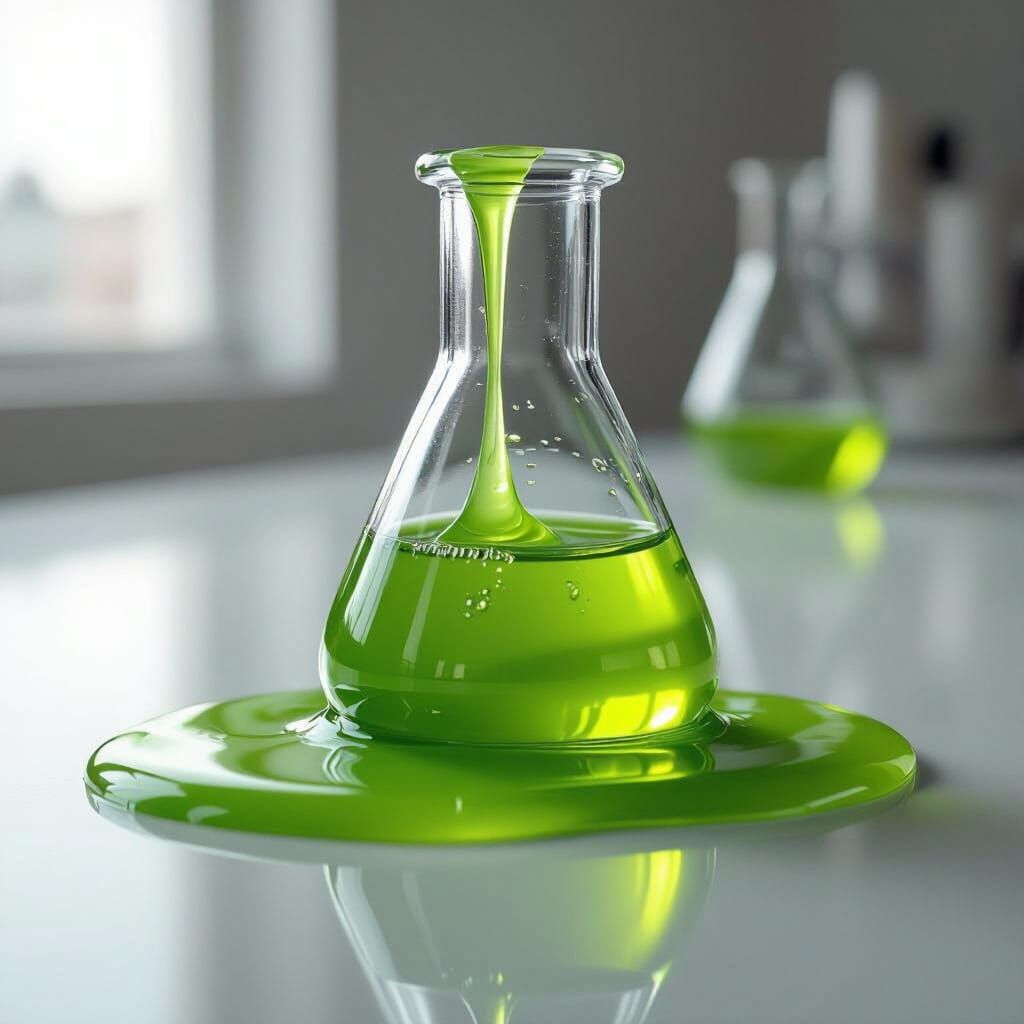 Hyperrealistic Green Slime in Glass Beaker
