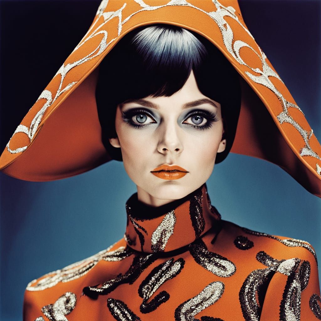 Twiggy in Elegant 1960s Mod Fashion