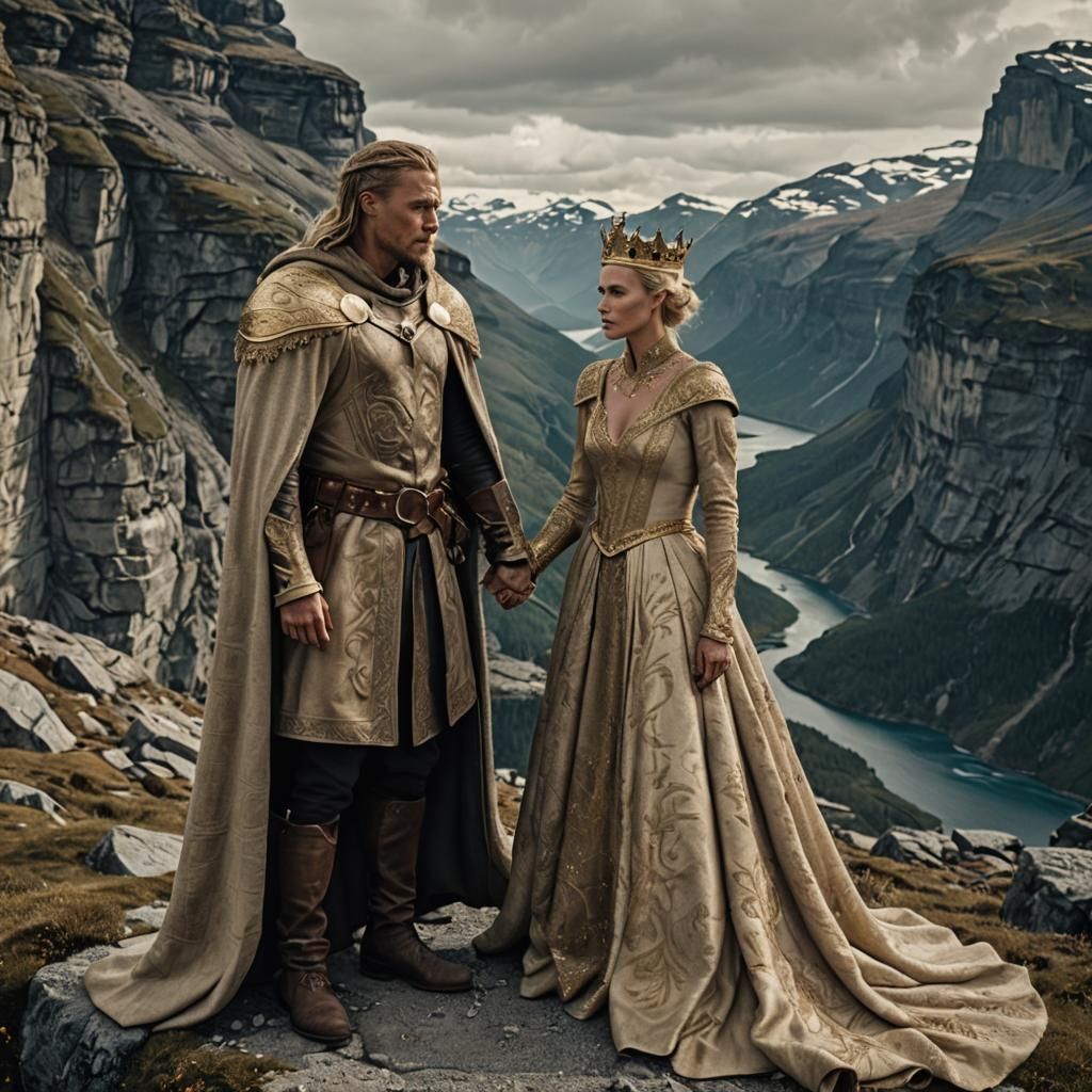 Medieval Marriage with Golden Details in Hyperrealistic Styl...