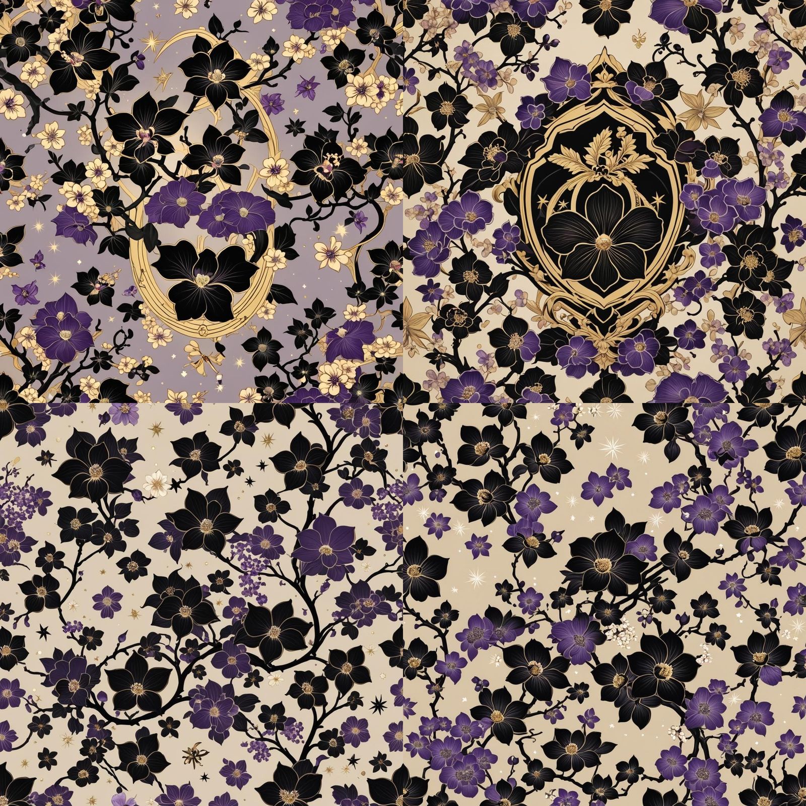 Japanese Crest with Orchids, Stars, and Crystal