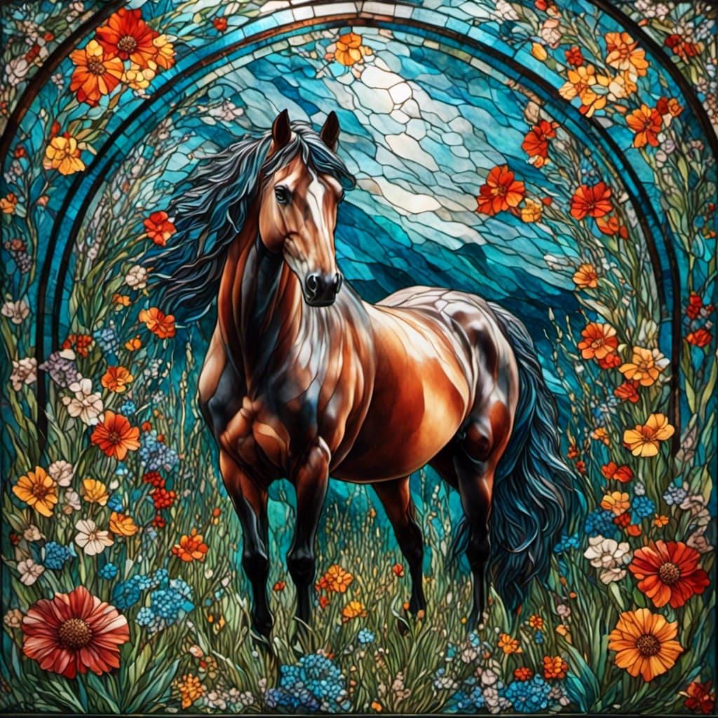 Stained Glass Horse Digital Art