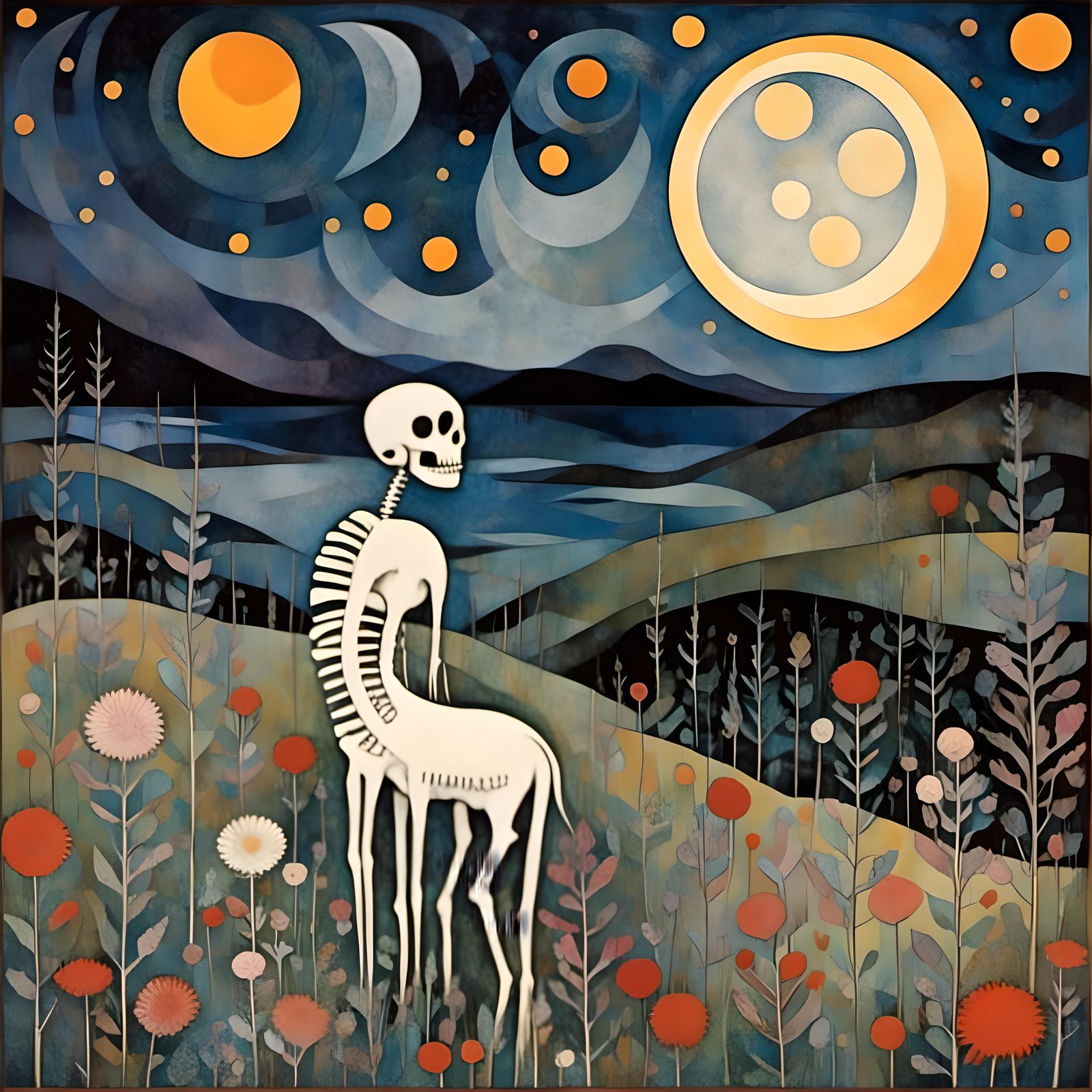 Gothic Horror Centaur Under Skull Moon