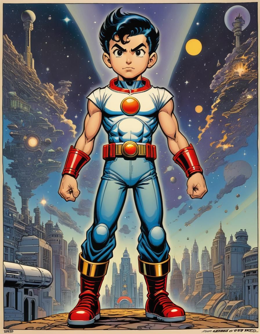 Astro Boy Illustration in Comic Book Style