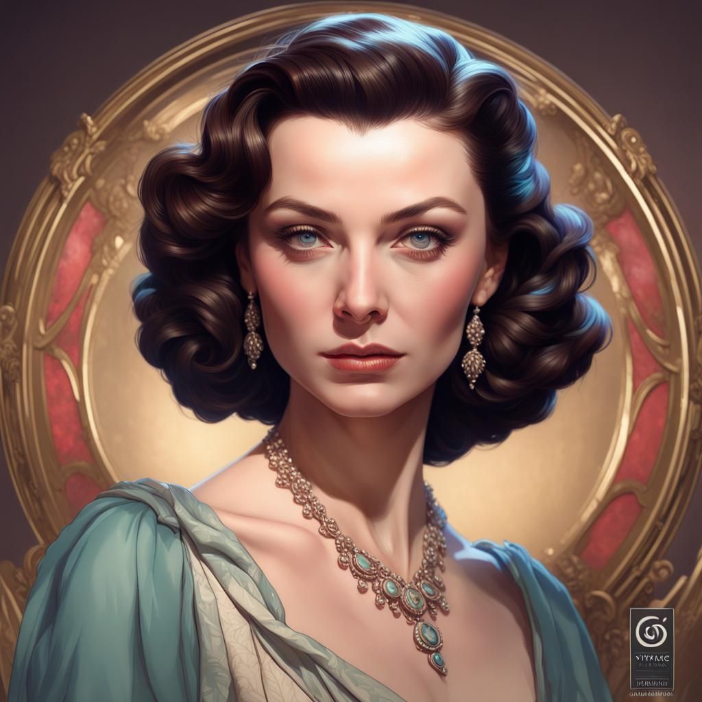Vivien Leigh Portrait in Art Nouveau Style