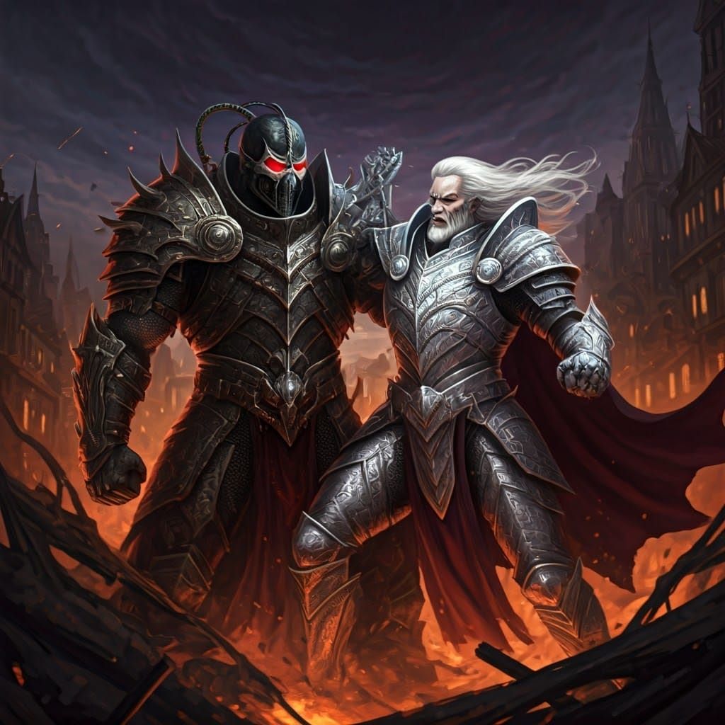 Epic Battle of Gods in Ruined City